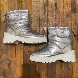Sam Edelman Winter Silver Puffer Boots Size 9.5